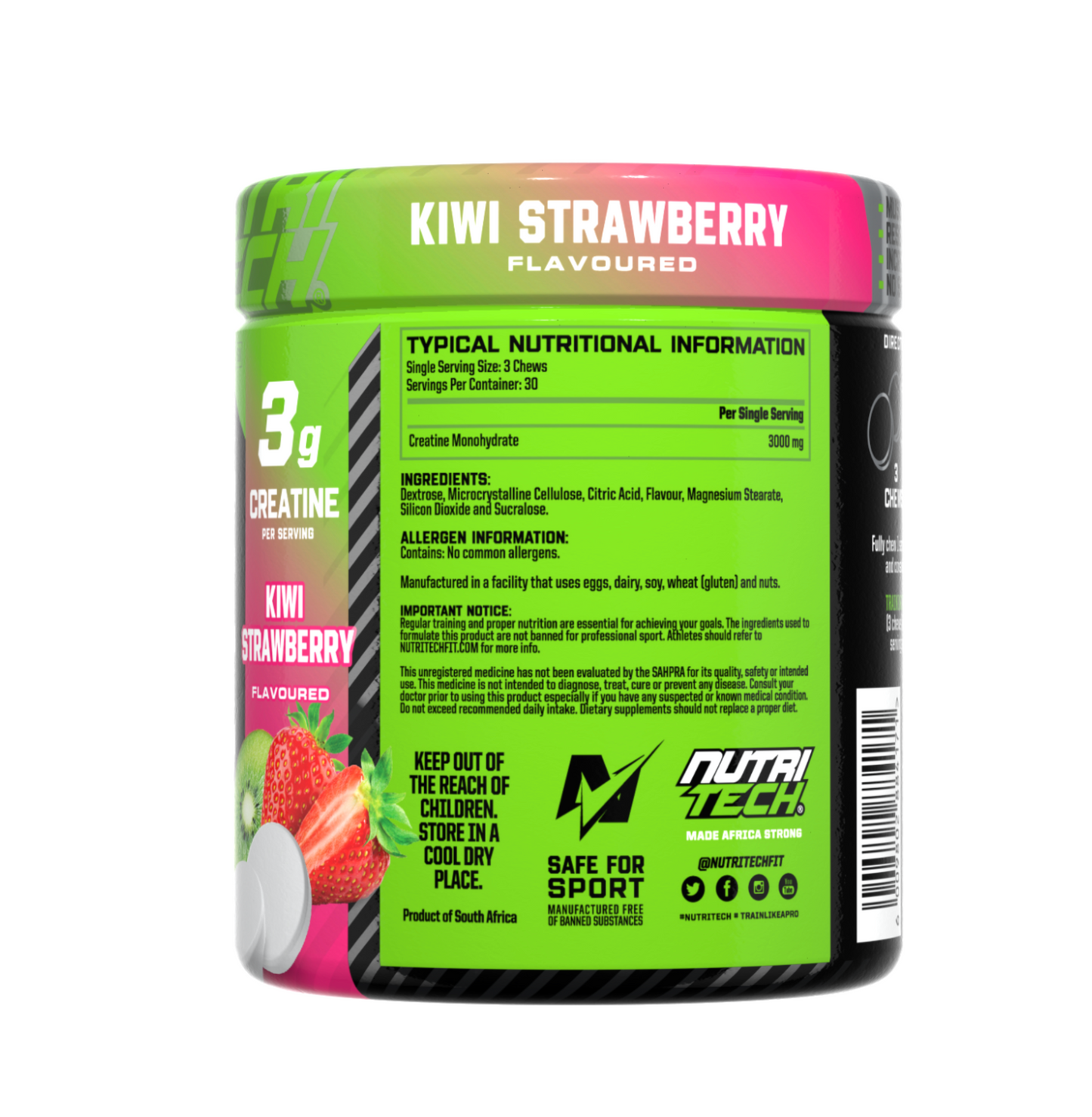 NUTRITECH Creatine Chews Kiwi Srawberry 400g (90 Chews.)